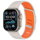 For Apple Watch 46mm / 49mm / 45mm / 44mm Oblique Buckle Breathable Two-Color Silicone Watch Band(Starlight Orange) - 1