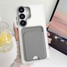 For Samsung Galaxy S23 FE 5G Leather Texture Card Bag Shockproof Phone Case(Grey) - 1