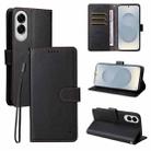 For Samsung Galaxy S25 Edge 5G ENKAY RFID Blocking Wallet Kickstand Litchi Texture Leather Phone Case(Black) - 1