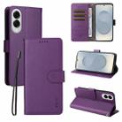 For Samsung Galaxy S25 Edge 5G ENKAY RFID Blocking Wallet Kickstand Litchi Texture Leather Phone Case(Purple) - 1