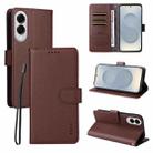 For Samsung Galaxy S25 Edge 5G ENKAY RFID Blocking Wallet Kickstand Litchi Texture Leather Phone Case(Brown) - 1