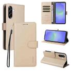 For Samsung Galaxy A56 5G ENKAY RFID Blocking Wallet Kickstand Litchi Texture Leather Phone Case(Beige) - 1