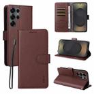 For Samsung Galaxy S24 Ultra 5G ENKAY RFID Blocking Wallet Kickstand Litchi Texture Leather Phone Case(Brown) - 1