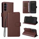 For Samsung Galaxy S25 / S24 5G ENKAY RFID Blocking Wallet Kickstand Litchi Texture Leather Phone Case(Brown) - 1