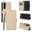 For Samsung Galaxy S25+ / S24+ 5G ENKAY RFID Blocking Wallet Kickstand Litchi Texture Leather Phone Case(Beige) - 1