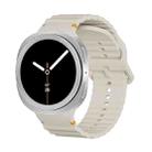 For Samsung Galaxy Watch8 40mm Rhombic Texture Bezel and Wavy Grain Stitched Color Buckle Silicone Watch Band(Beige Silver) - 2