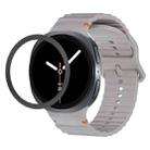 For Samsung Galaxy Watch8 40mm Rhombic Texture Bezel and Wavy Grain Stitched Color Buckle Silicone Watch Band(Gray Black) - 1