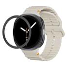 For Samsung Galaxy Watch8 40mm Rhombic Texture Bezel and Wavy Grain Stitched Color Buckle Silicone Watch Band(Beige Black) - 1