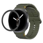 For Samsung Galaxy Watch8 44mm Rhombic Texture Bezel and Wavy Grain Stitched Color Buckle Silicone Watch Band(Army Green Black) - 1