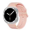 For Samsung Galaxy Watch8 44mm Diamond Bezel and Wavy Grain Stitched Color Buckle Silicone Watch Band(Pink Silver) - 2