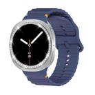 For Samsung Galaxy Watch8 40mm Diamond Bezel and Wavy Grain Stitched Color Buckle Silicone Watch Band(Midnight Blue Silver) - 2