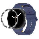 For Samsung Galaxy Watch8 40mm Diamond Bezel and Wavy Grain Stitched Color Buckle Silicone Watch Band(Midnight Blue Black) - 1