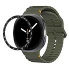 For Samsung Galaxy Watch8 40mm Speed Bezel and Wavy Grain Stitched Color Buckle Silicone Watch Band(Army Green Black) - 1