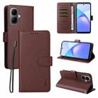 For Infinix Smart 10 4G ENKAY RFID Blocking Wallet Kickstand Litchi Texture Leather Phone Case(Brown) - 1