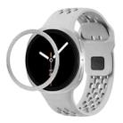For Samsung Galaxy Watch8 44mm Rhombic Texture Bezel and Black Reverse Buckle Silicone Watch Band(Gray Silver) - 1