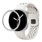 For Samsung Galaxy Watch8 40mm Rhombic Texture Bezel and Black Reverse Buckle Silicone Watch Band(Beige Silver) - 1