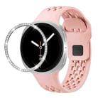 For Samsung Galaxy Watch8 44mm Diamond Bezel and Black Reverse Buckle Silicone Watch Band(Pink Silver) - 1