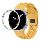 For Samsung Galaxy Watch8 44mm Diamond Bezel and Black Reverse Buckle Silicone Watch Band(Yellow Silver) - 1