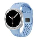 For Samsung Galaxy Watch8 44mm Diamond Bezel and Black Reverse Buckle Silicone Watch Band(Light Blue Silver) - 2