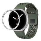 For Samsung Galaxy Watch8 44mm Diamond Bezel and Black Reverse Buckle Silicone Watch Band(Army Green Silver) - 1