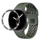 For Samsung Galaxy Watch8 44mm Diamond Bezel and Black Reverse Buckle Silicone Watch Band(Army Green Black) - 1