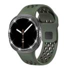 For Samsung Galaxy Watch8 44mm Diamond Bezel and Black Reverse Buckle Silicone Watch Band(Army Green Black) - 2
