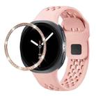 For Samsung Galaxy Watch8 44mm Diamond Bezel and Black Reverse Buckle Silicone Watch Band(Pink Rose Gold) - 1