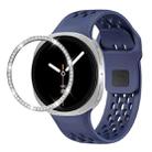 For Samsung Galaxy Watch8 40mm Diamond Bezel and Black Reverse Buckle Silicone Watch Band(Midnight Blue Silver) - 1