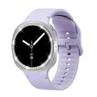 For Samsung Galaxy Watch8 44mm Diamond Bezel and Solid Color Stitched Silicone Watch Band(Official Purple Silver) - 2