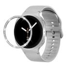 For Samsung Galaxy Watch8 44mm Diamond Bezel and Solid Color Stitched Silicone Watch Band(Gray Silver) - 1