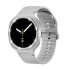 For Samsung Galaxy Watch8 44mm Diamond Bezel and Solid Color Stitched Silicone Watch Band(Gray Silver) - 2