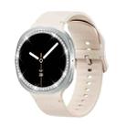 For Samsung Galaxy Watch8 40mm Diamond Bezel and Solid Color Stitched Silicone Watch Band(Starlight Silver) - 2