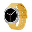 For Samsung Galaxy Watch8 40mm Diamond Bezel and Solid Color Stitched Silicone Watch Band(Official Yellow Silver) - 2
