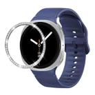 For Samsung Galaxy Watch8 40mm Diamond Bezel and Solid Color Stitched Silicone Watch Band(Midnight Blue Silver) - 1