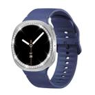 For Samsung Galaxy Watch8 40mm Diamond Bezel and Solid Color Stitched Silicone Watch Band(Midnight Blue Silver) - 2