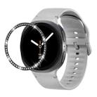 For Samsung Galaxy Watch8 40mm Diamond Bezel and Solid Color Stitched Silicone Watch Band(Gray Black) - 1
