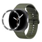 For Samsung Galaxy Watch8 40mm Diamond Bezel and Solid Color Stitched Silicone Watch Band(Army Green Black) - 1