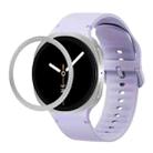 For Samsung Galaxy Watch8 40mm Rhombic Texture Bezel and Solid Color Stitched Silicone Watch Band(Official Purple Silver) - 1