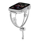 For Apple Watch 42mm / 41mm / 40mm / 38mm Copper-Inlaid Zircon 5-petal Flower Bracelet Watch Band(Silver) - 1