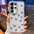 For Samsung Galaxy S25 Ultra 5G Diamond Glitter Butterfly Pattern Shockproof Phone Case(Blue Butterfly B4) - 1