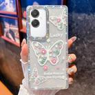 For Samsung Galaxy A07 5G Diamond Glitter Butterfly Pattern Shockproof Phone Case(Flower Butterfly B3) - 1