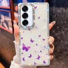 For Samsung Galaxy A16 5G Diamond Glitter Butterfly Pattern Shockproof Phone Case(Purple Butterfly B6) - 1