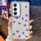For Samsung Galaxy A15 5G Diamond Glitter Butterfly Pattern Shockproof Phone Case(Blue Butterfly B4) - 1