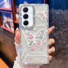 For Samsung Galaxy A35 5G Diamond Glitter Butterfly Pattern Shockproof Phone Case(Flower Butterfly B3) - 1