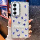 For Samsung Galaxy A35 5G Diamond Glitter Butterfly Pattern Shockproof Phone Case(Blue Butterfly B4) - 1