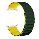 For Samsung Galaxy Watch8 / Watch8 Classic Magnetic Silicone Watch Band(Dark Green+Yellow) - 2