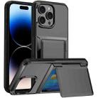 For iPhone 16 Pro Kalebol Flip Card Wallet Holder Shockproof Phone Case(Gray) - 1