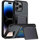 For iPhone 15 Pro Max Kalebol Flip Card Wallet Holder Shockproof Phone Case(Black) - 1