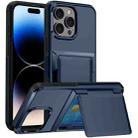 For iPhone 15 Pro Max Kalebol Flip Card Wallet Holder Shockproof Phone Case(Blue) - 1