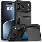 For iPhone 17 Pro Max Kalebol Flip Card Wallet Holder Shockproof Phone Case(Black) - 1